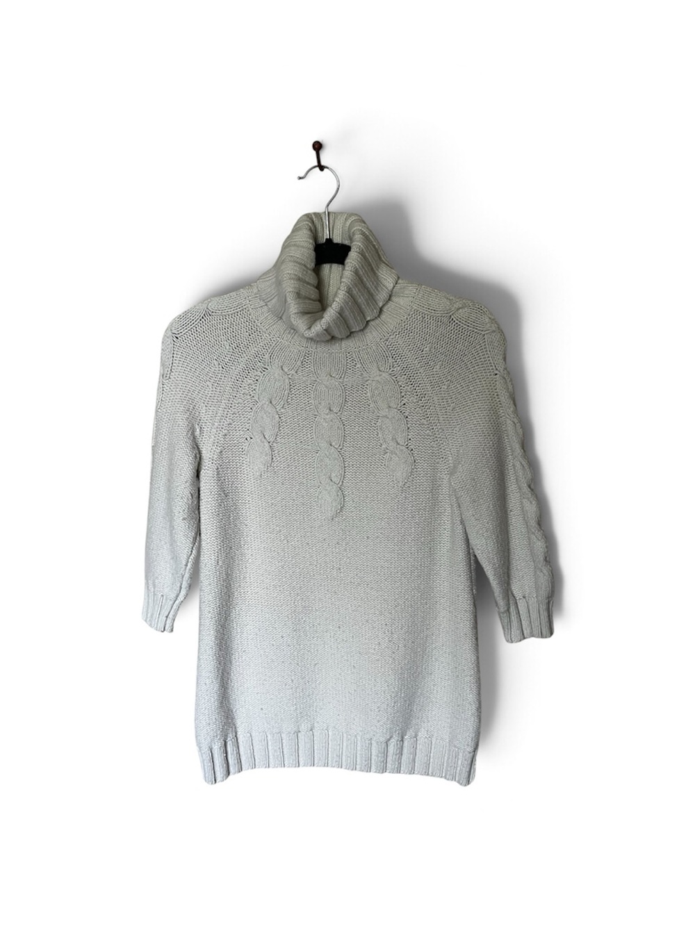 GAP Maternity Cream Wool/Rabbit/Camel Turtle Neck Cable Knit Sweater Size Small